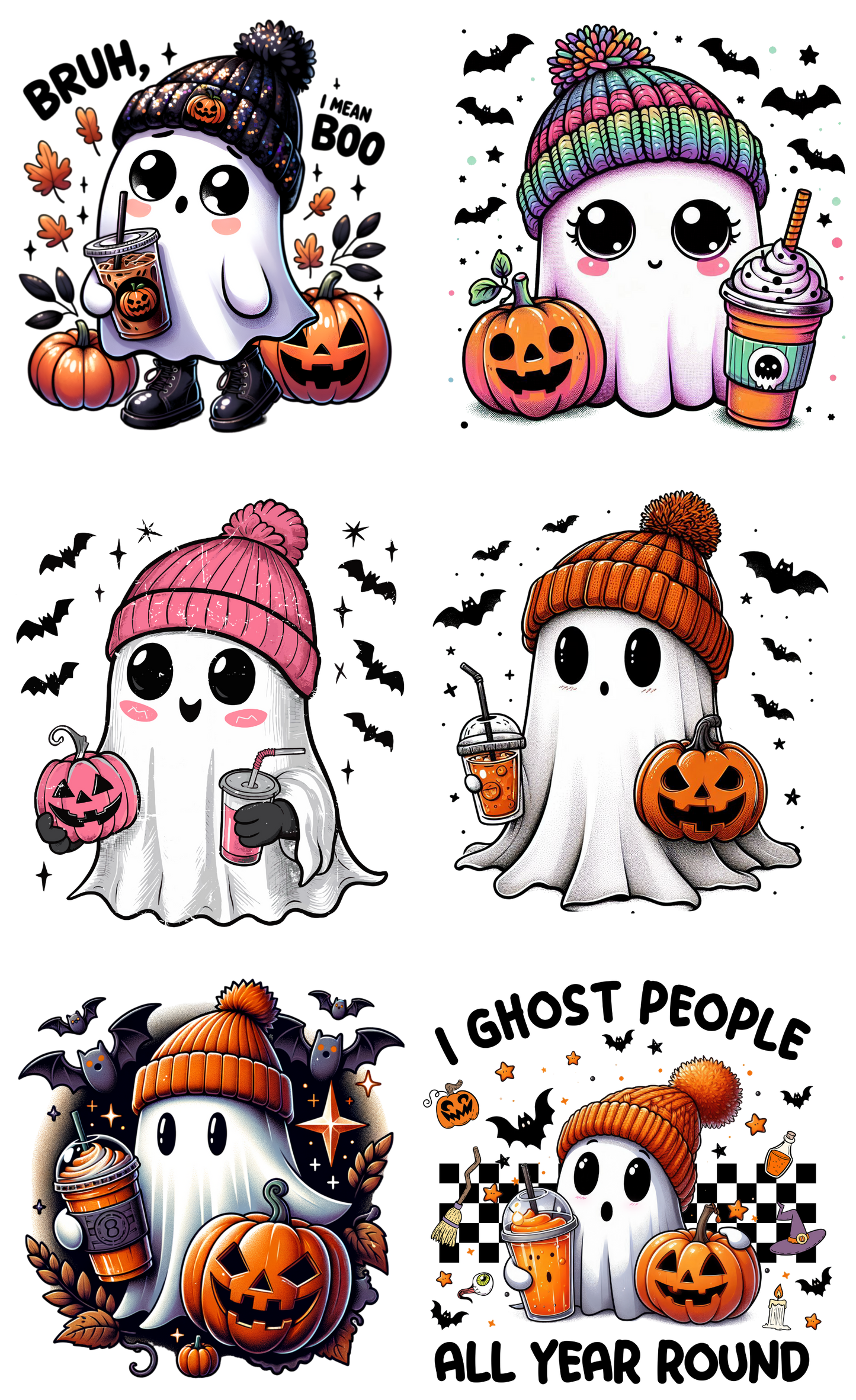 PREMADE GANG SHEET - Cutie Spooky Ghosts Transfers