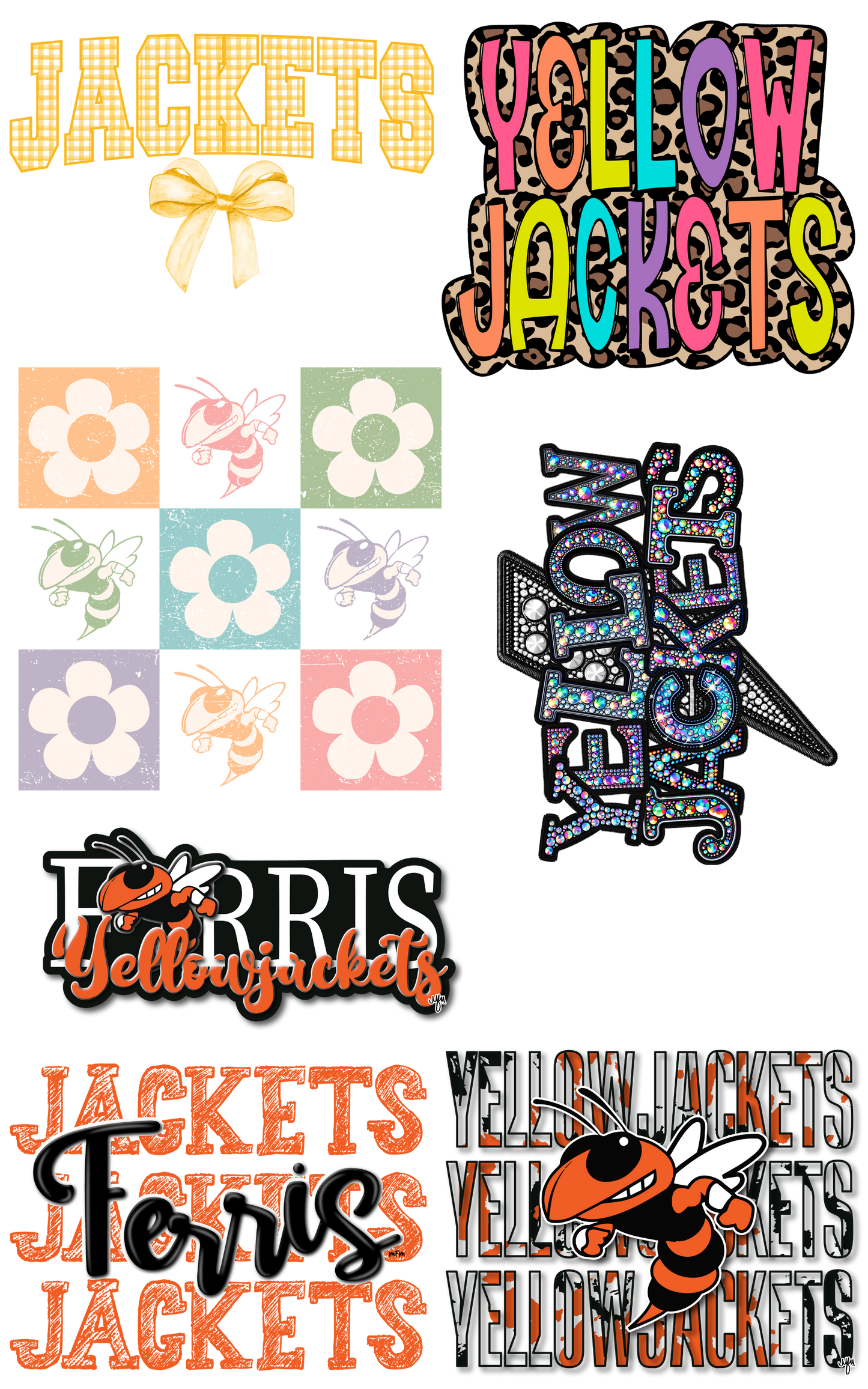 PREMADE GANG SHEET - Ferris Yellowjackets Transfers