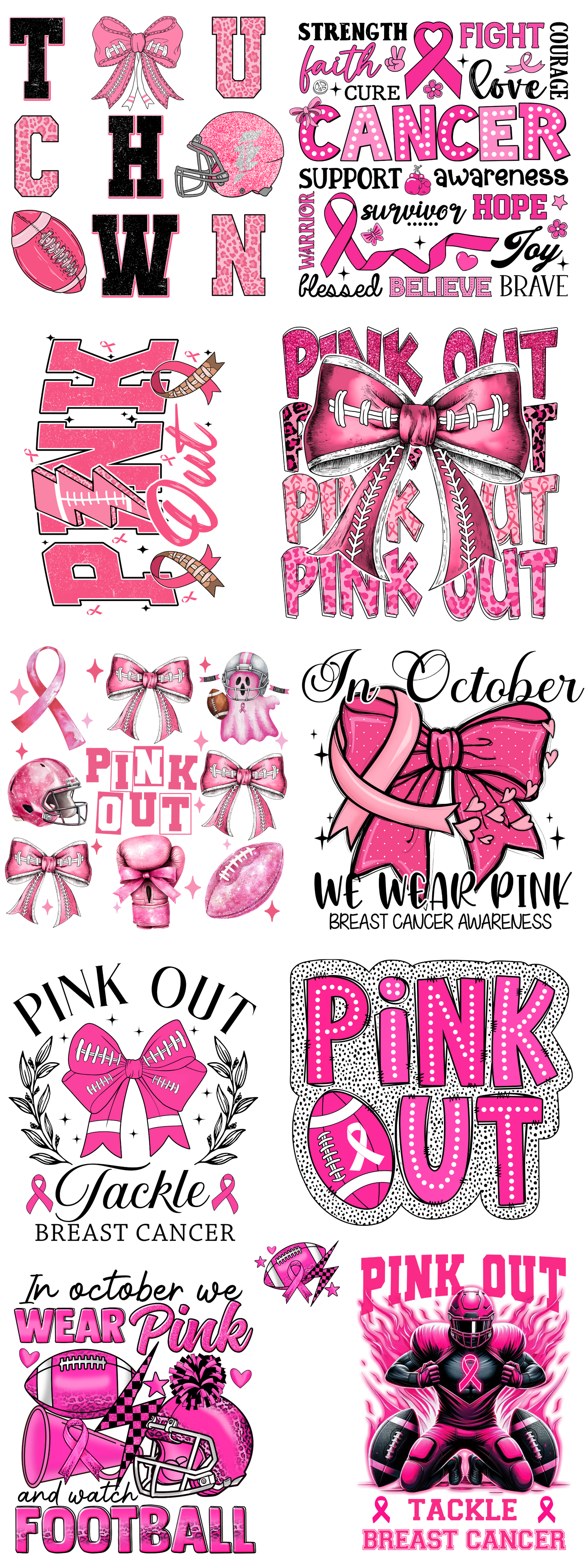PREMADE GANG SHEET - Sports Pink Out Transfers