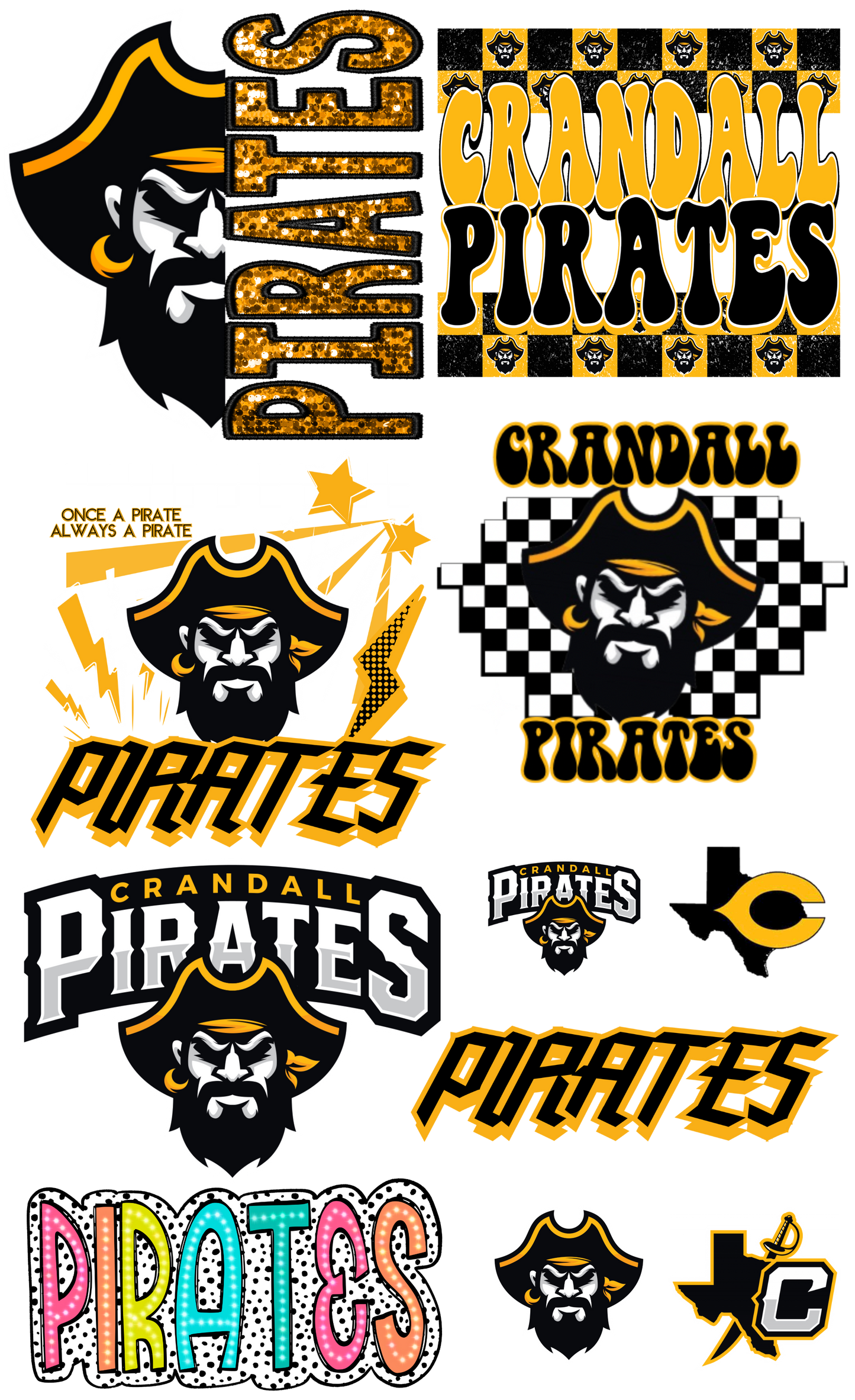 PREMADE GANG SHEET - Crandall Pirates Transfers