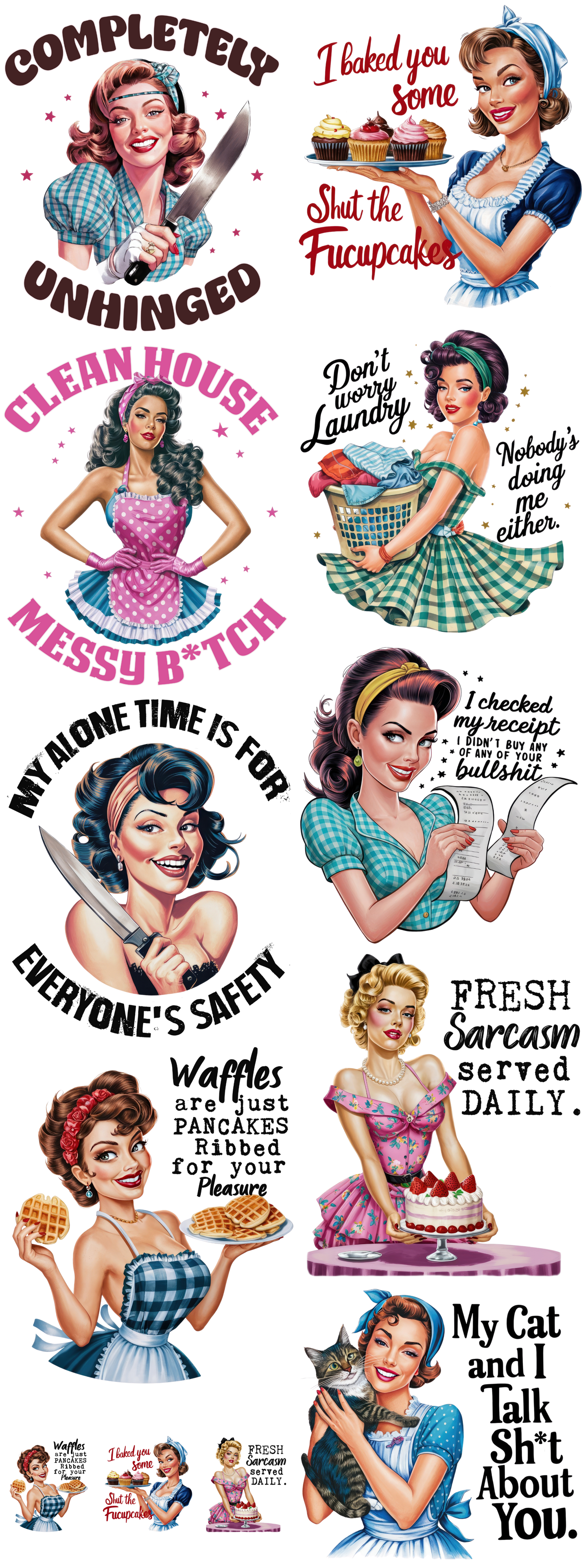 PREMADE GANG SHEET - Sarcastic Housewives Transfers
