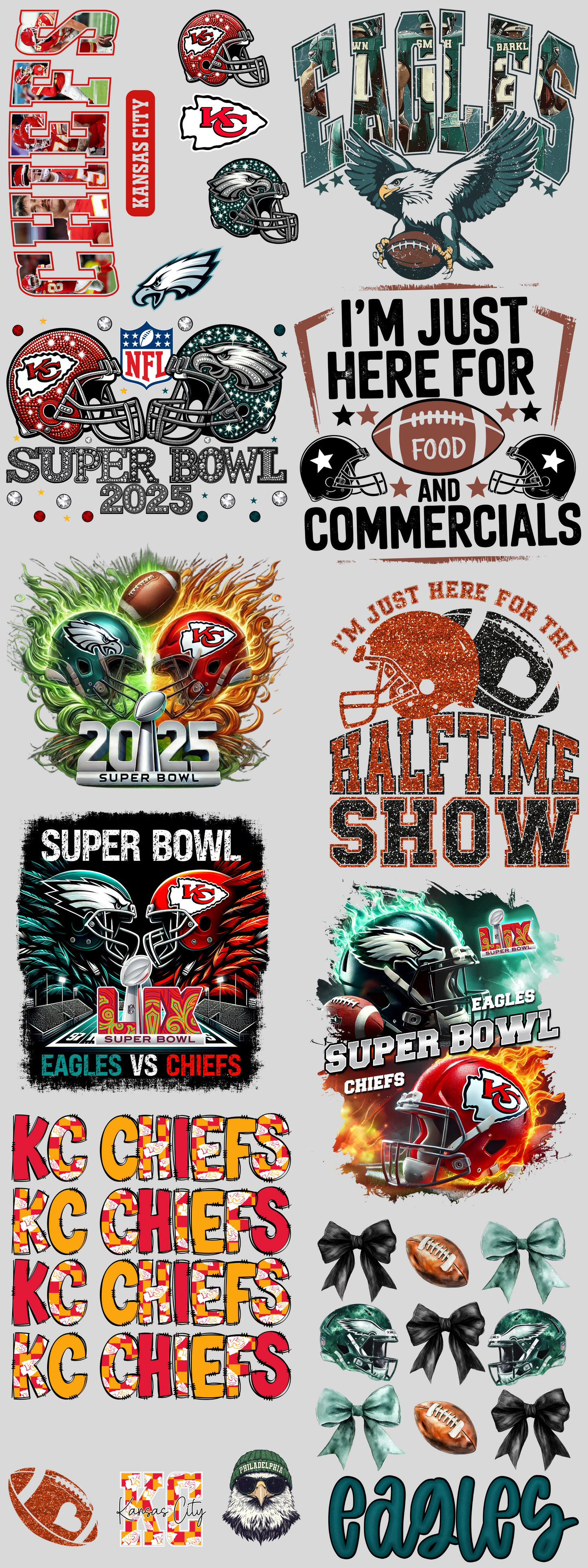 PREMADE GANG SHEET - Super Bowl LIX Transfers