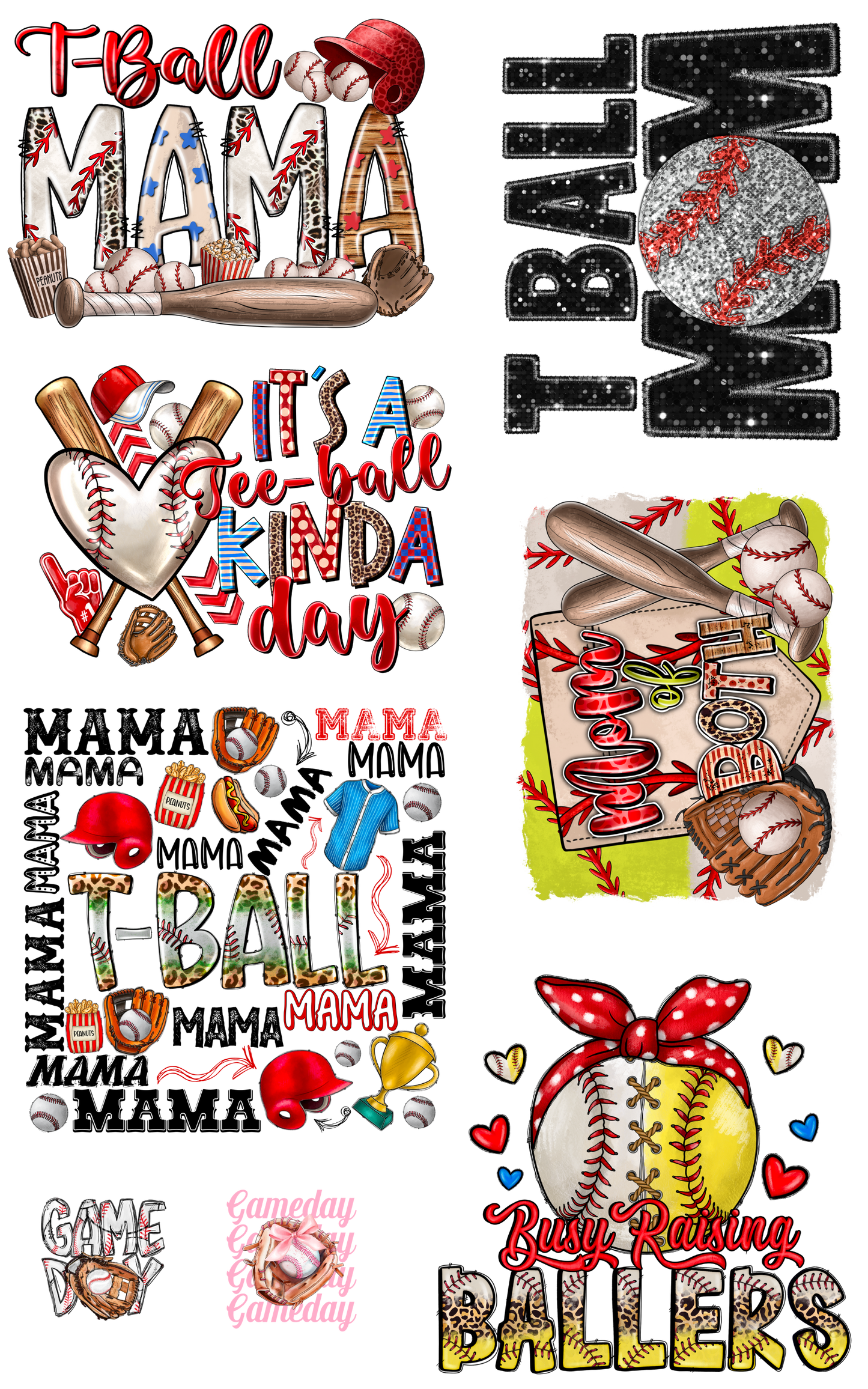 PREMADE GANG SHEET - TBall Mama Transfers