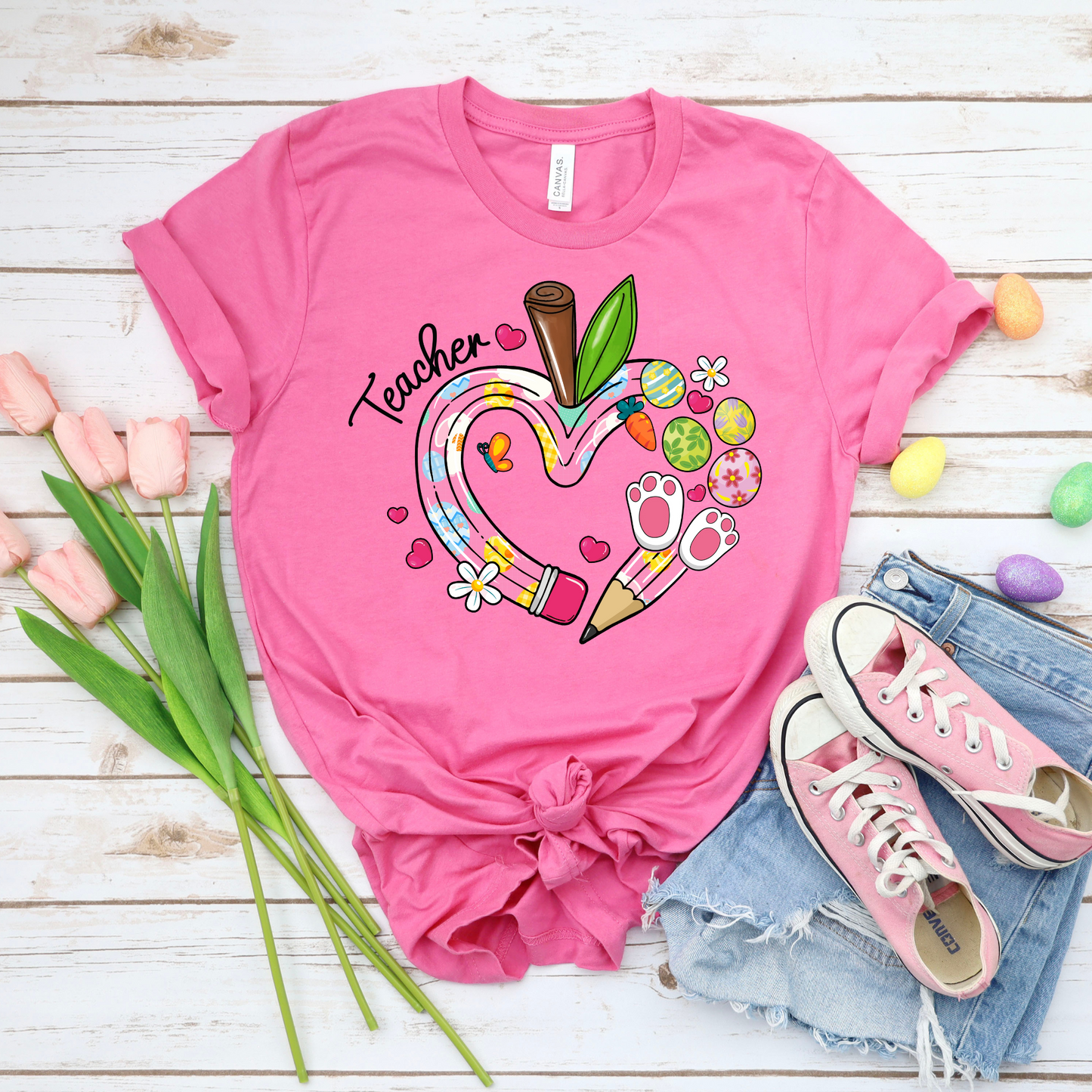 Teacher Easter Heart Transfer