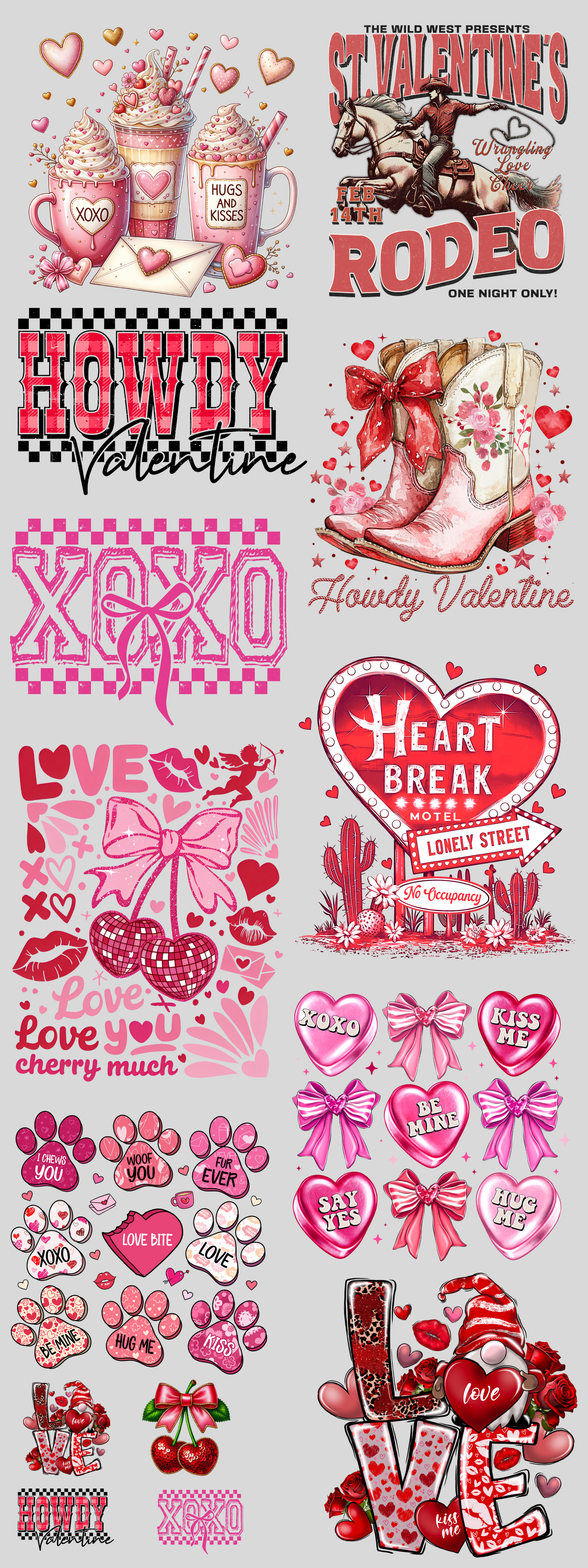 PREMADE GANG SHEET - Valentine's Day Transfers