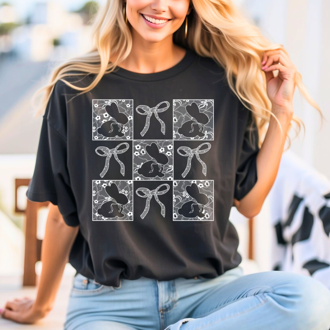 Bunnies and Bows (lace) Transfer