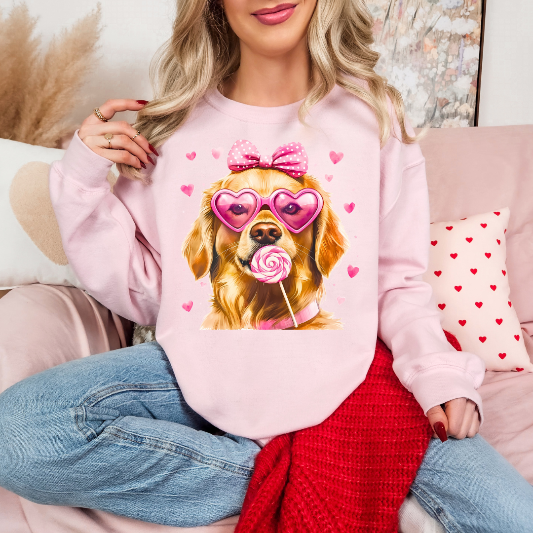 Dogs w/ heart sunglasses and lollipop Transfer