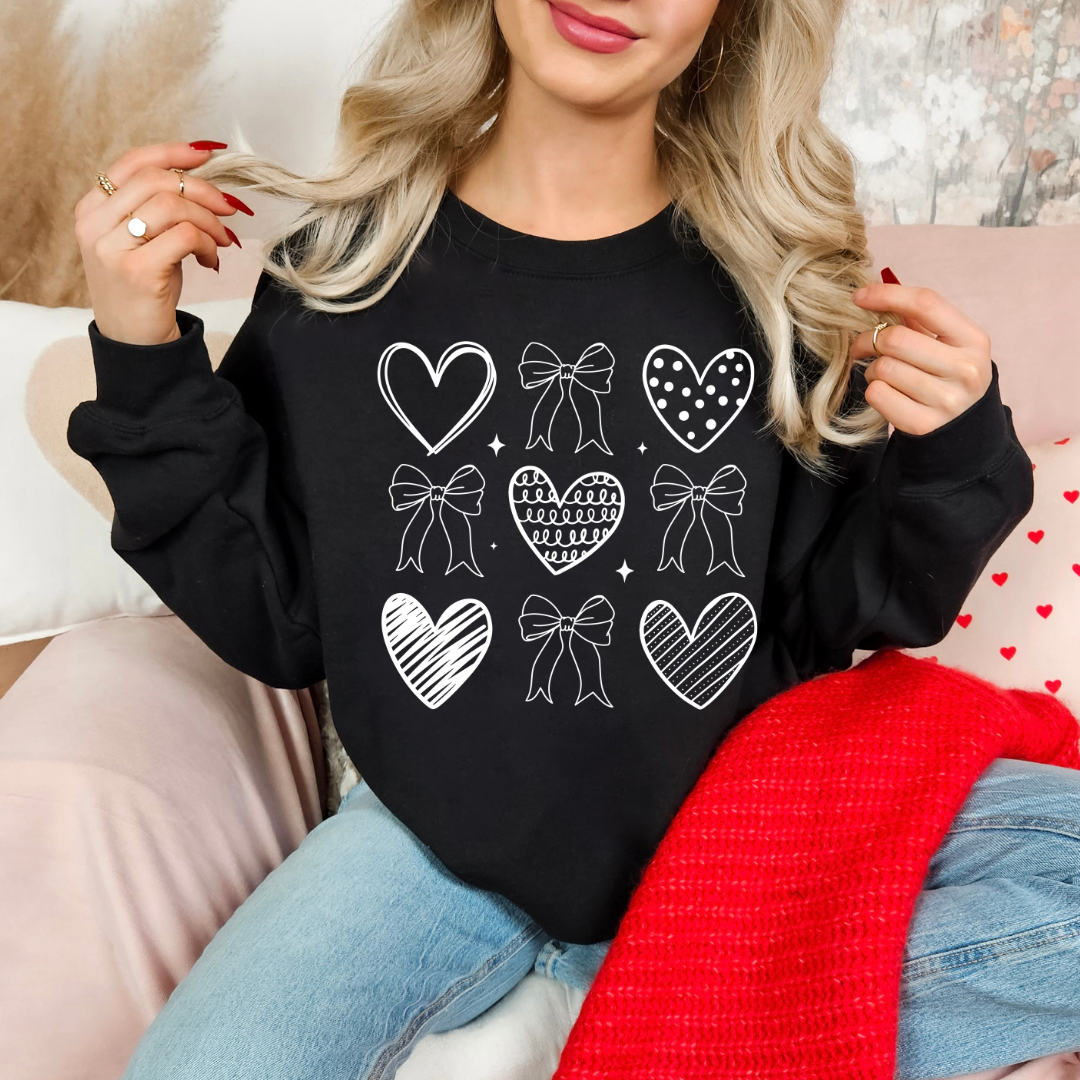 Doodle Hearts and Bows Transfer