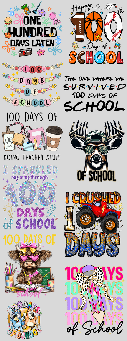 PREMADE GANG SHEET - 100 Days of School Transfers