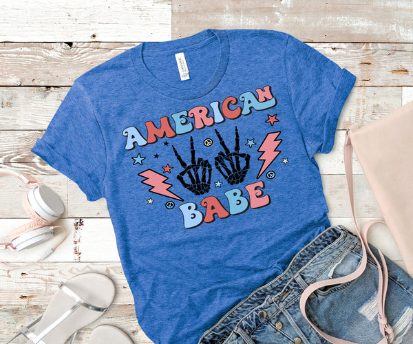 American Babe Skeleton Hands Transfer