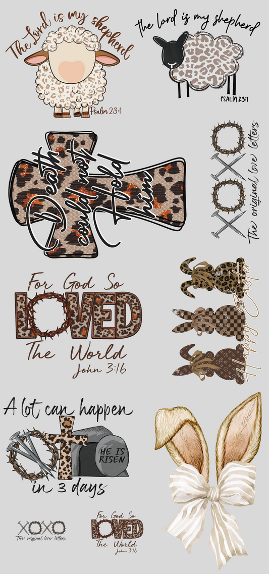 PREMADE GANG SHEET - Brown Easter Transfers