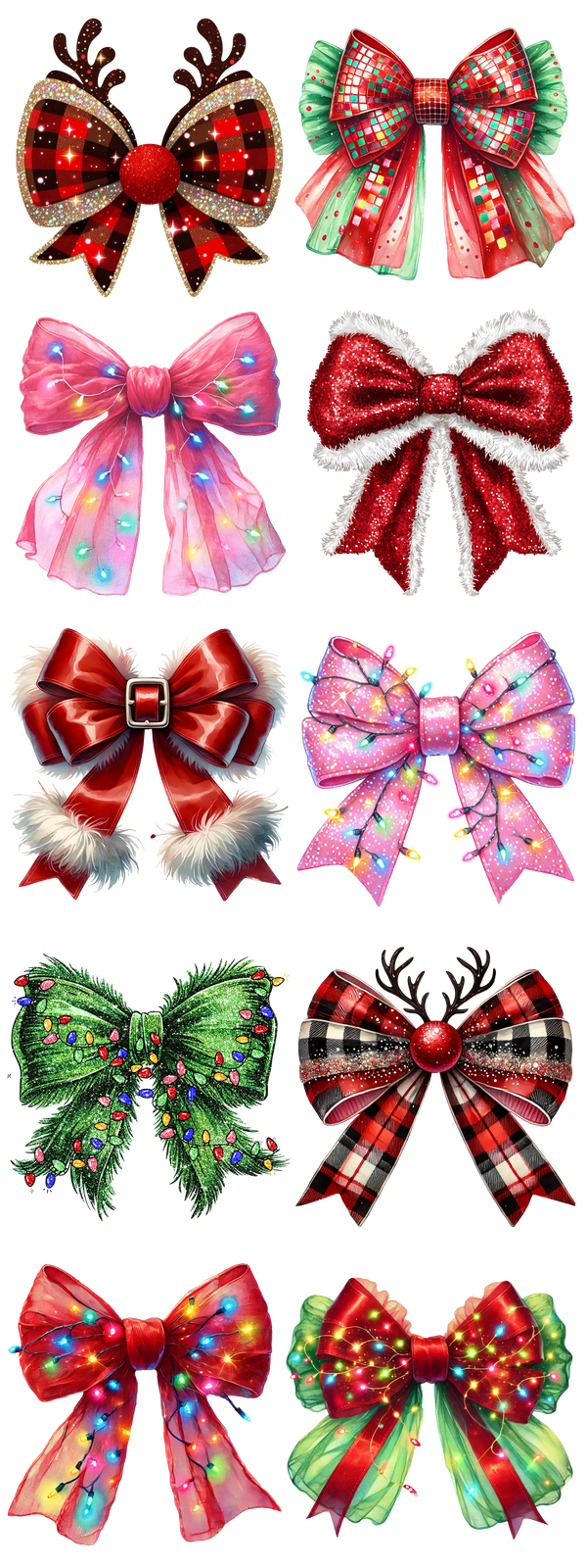 PREMADE GANG SHEET - Christmas Bows Transfers