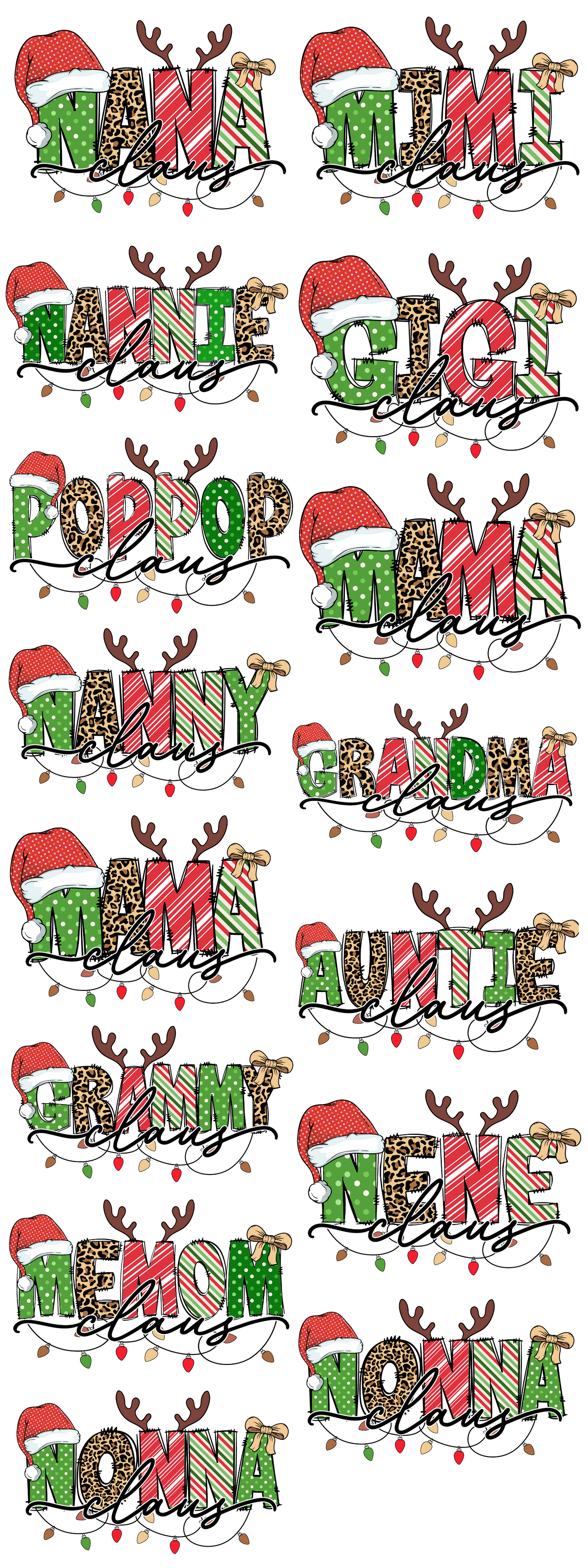 PREMADE GANG SHEET - Christmas Family Names Transfers