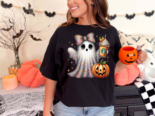 Glitter Pumpkin Spice Ghost Transfer