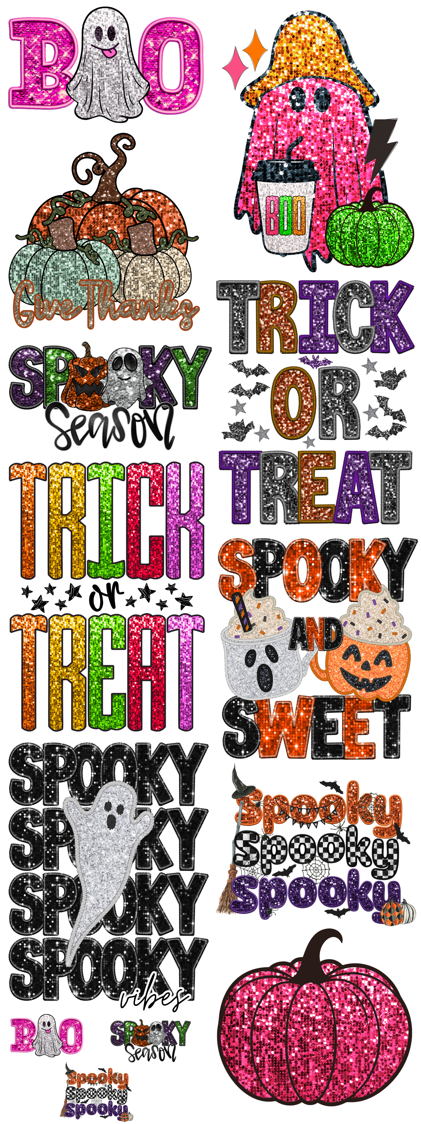 PREMADE GANG SHEET - Glitter Spooky Season Transfers