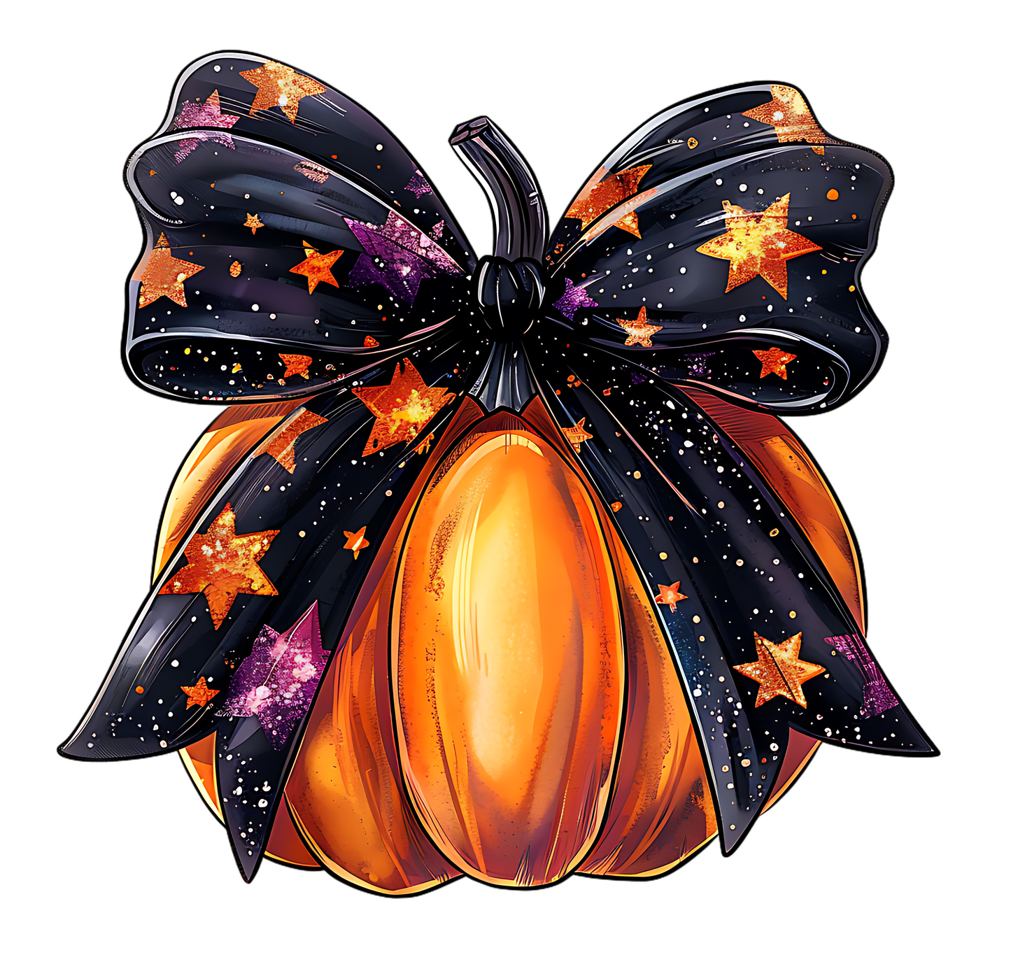 Sparkle Pumpkin Bow Transfer