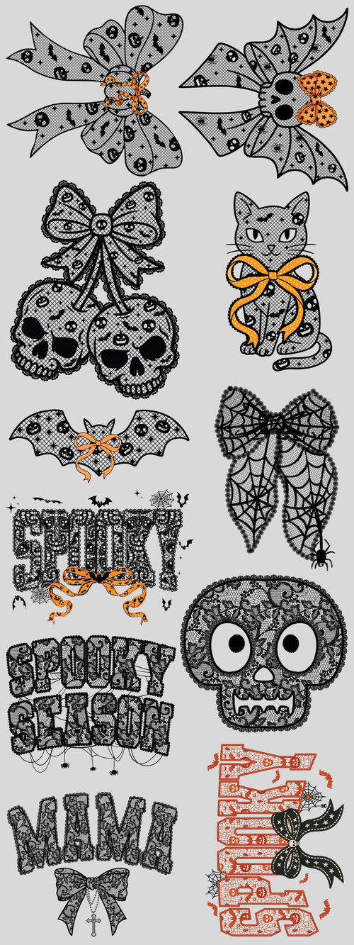 PREMADE GANG SHEET - Lace Spooky Season Transfers