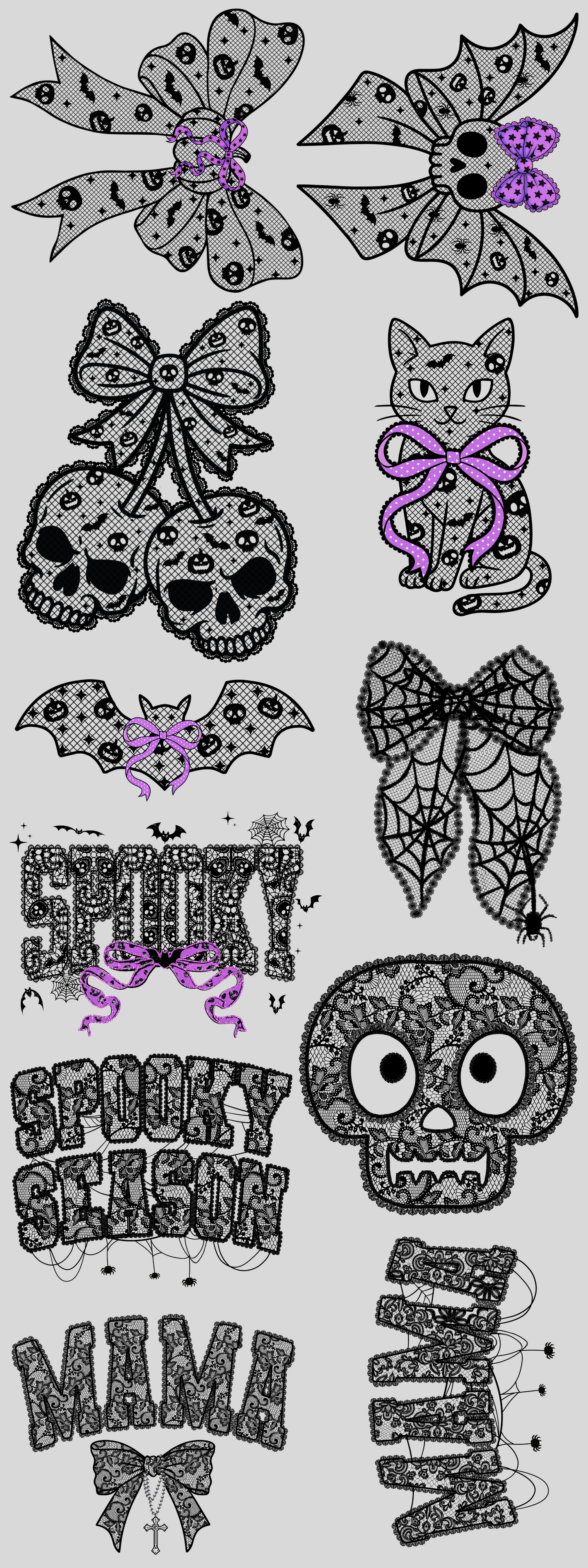 PREMADE GANG SHEET - Lace Spooky Season Transfers