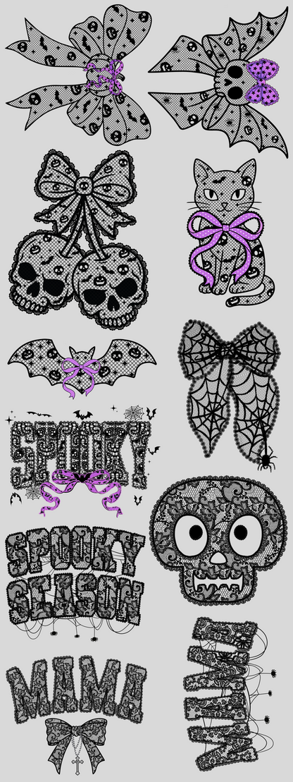 PREMADE GANG SHEET - Lace Spooky Season Transfers