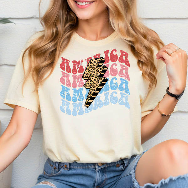 America Leopard Lightning Bolt Transfer