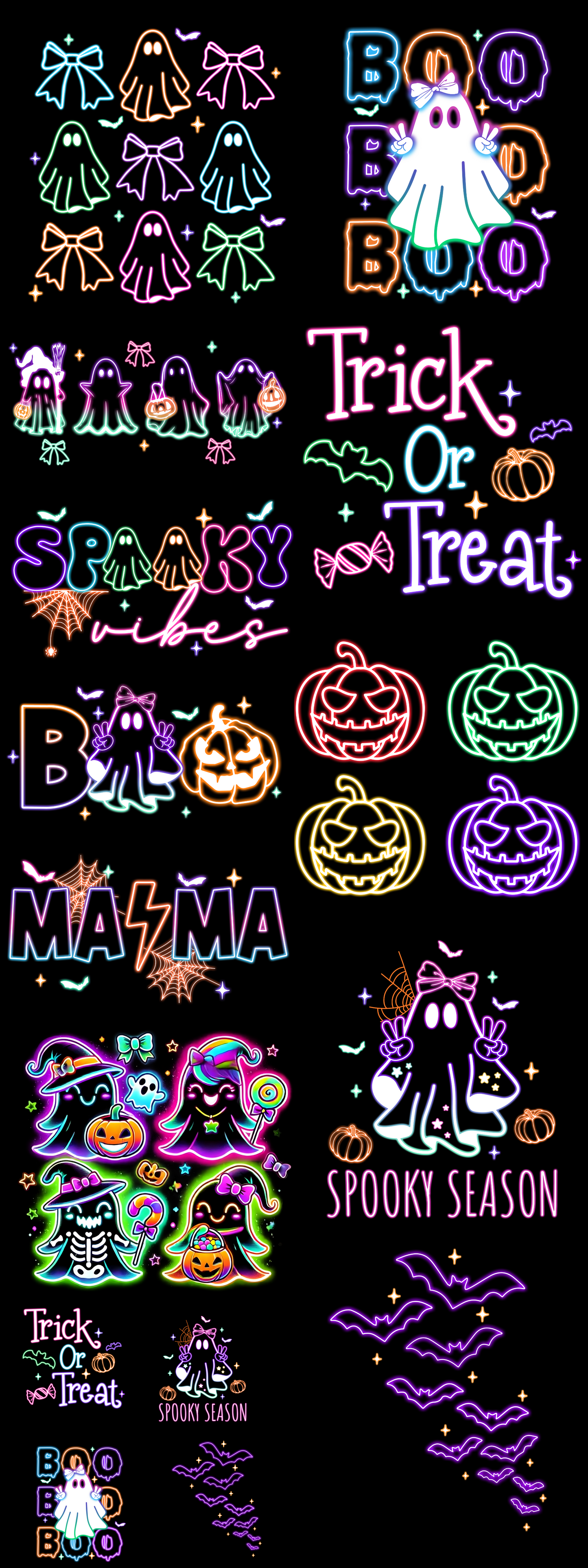 PREMADE GANG SHEET - Neon Halloween Transfers