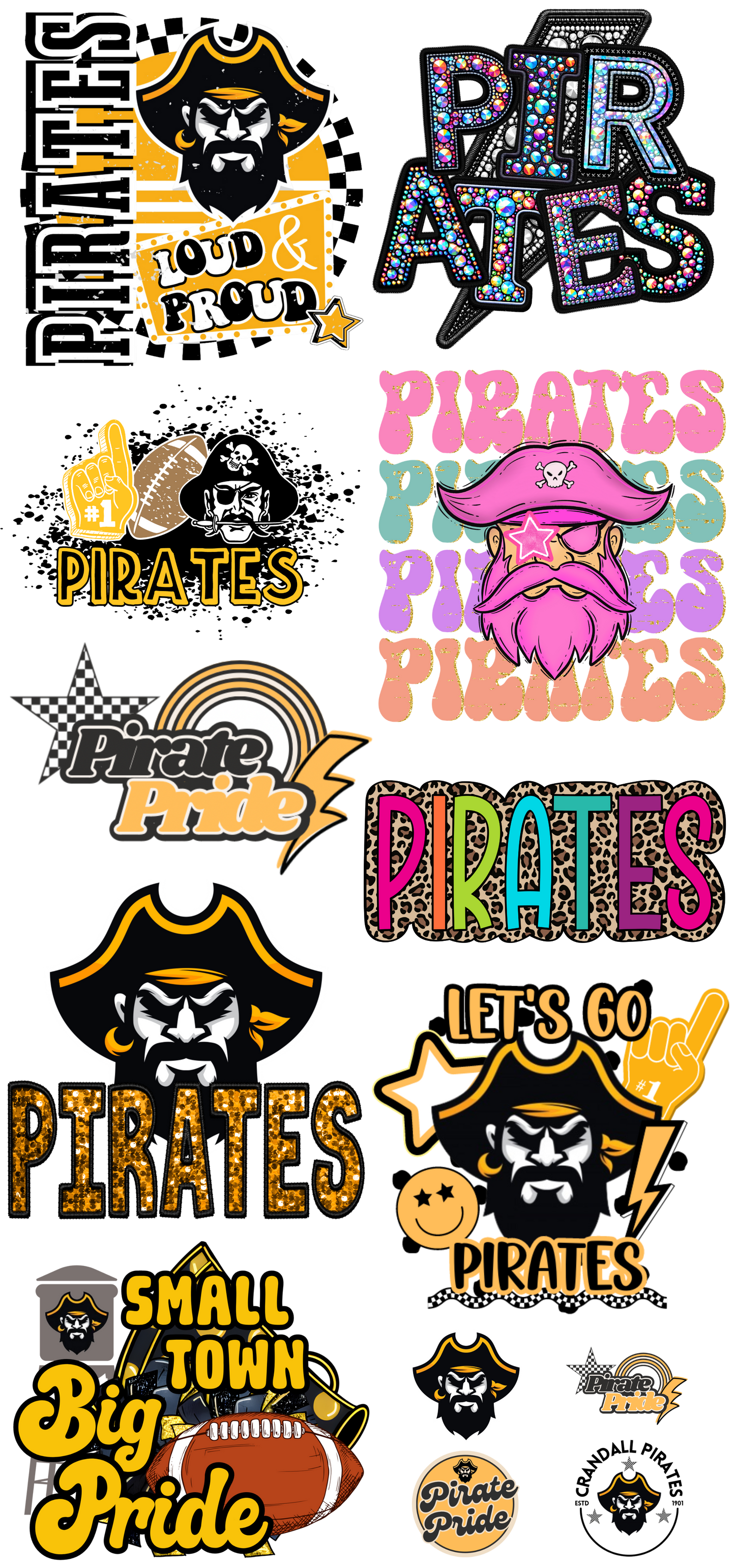 PREMADE GANG SHEET - Crandall Pirates Transfers #2