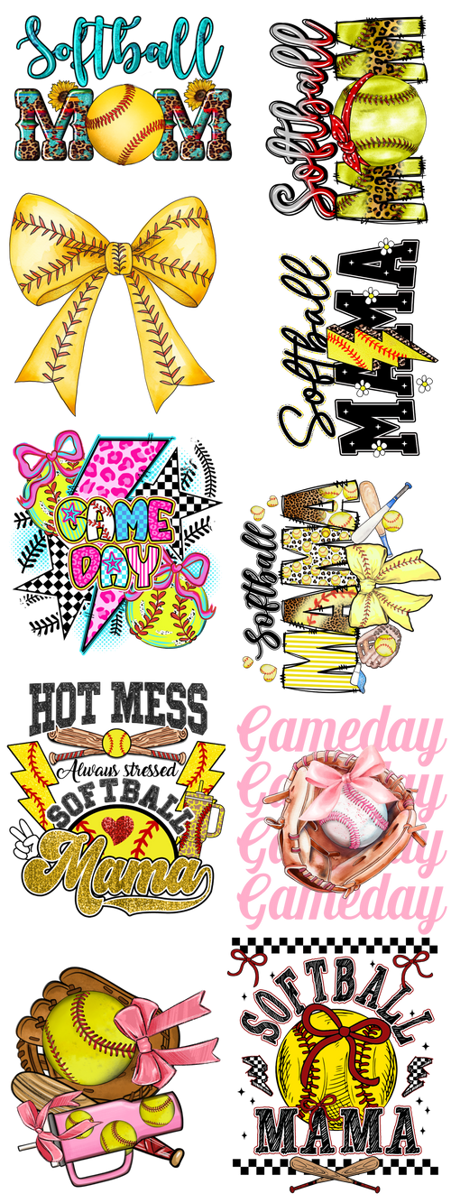 PREMADE GANG SHEET - Softball Mama Transfers