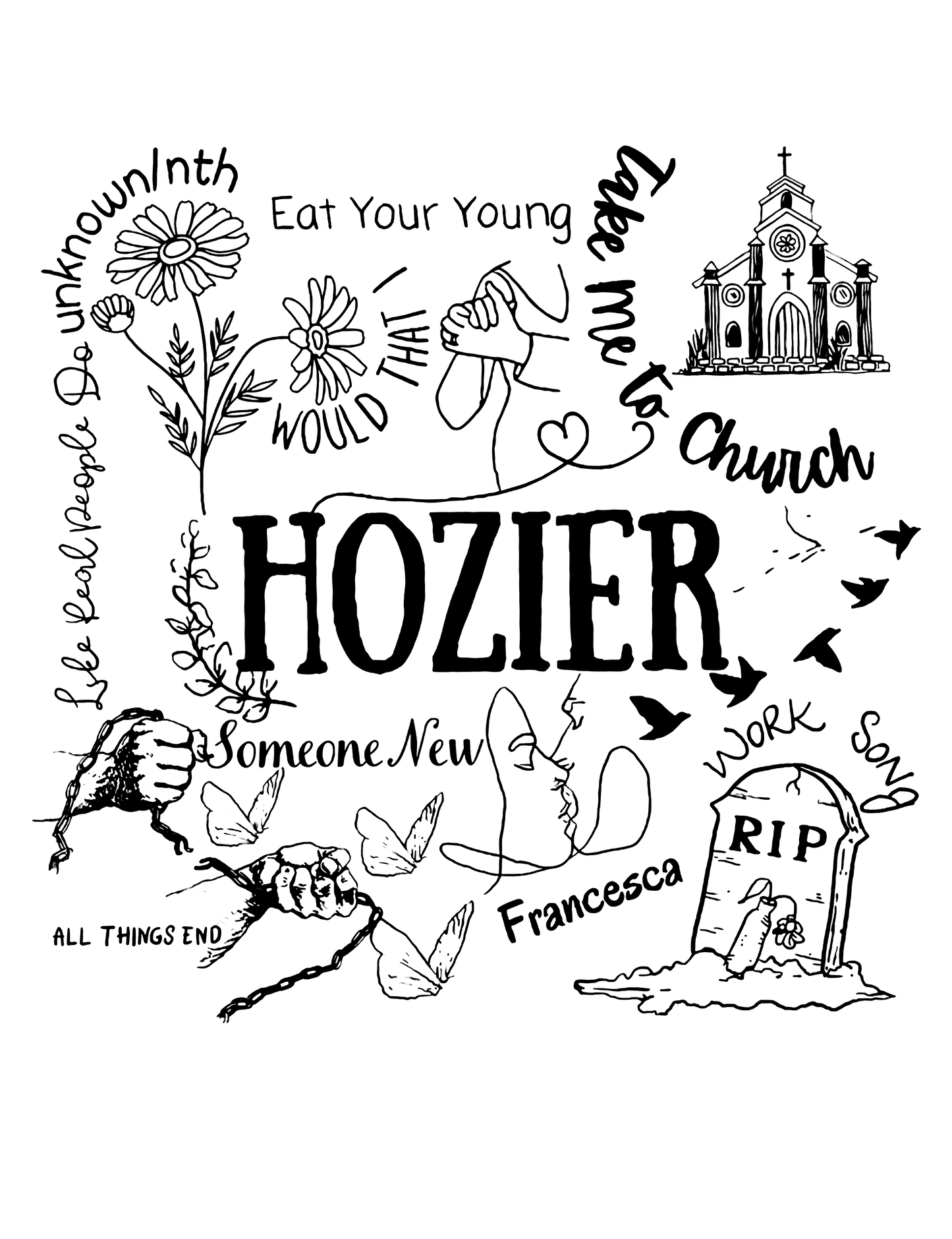 Hozier - Song Title Collage Transfer