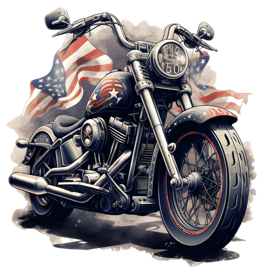 Motorcycle with American Flag