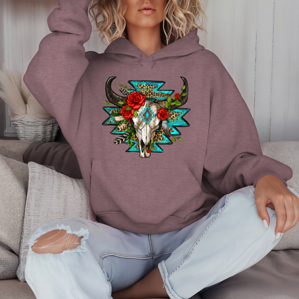 Bull Skull with Roses Transfer