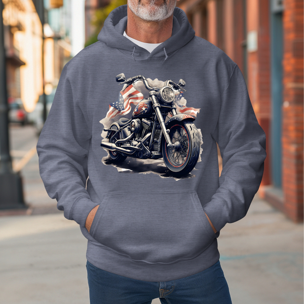 Motorcycle with American Flag Transfer