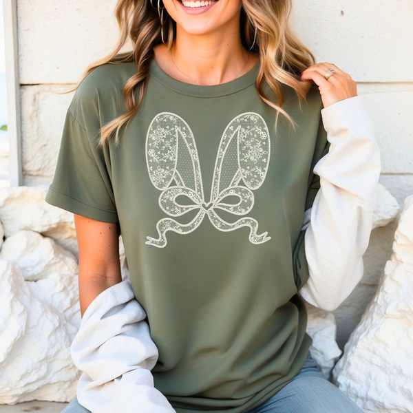 Bunny Ears and Bow (lace) Transfer