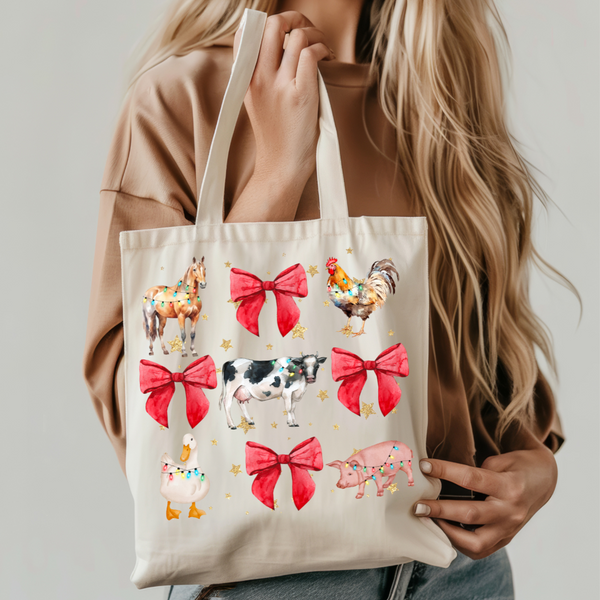 Christmas Farm Animal Collage Transfer