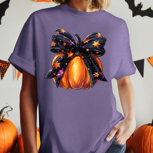 Sparkle Pumpkin Bow Transfer